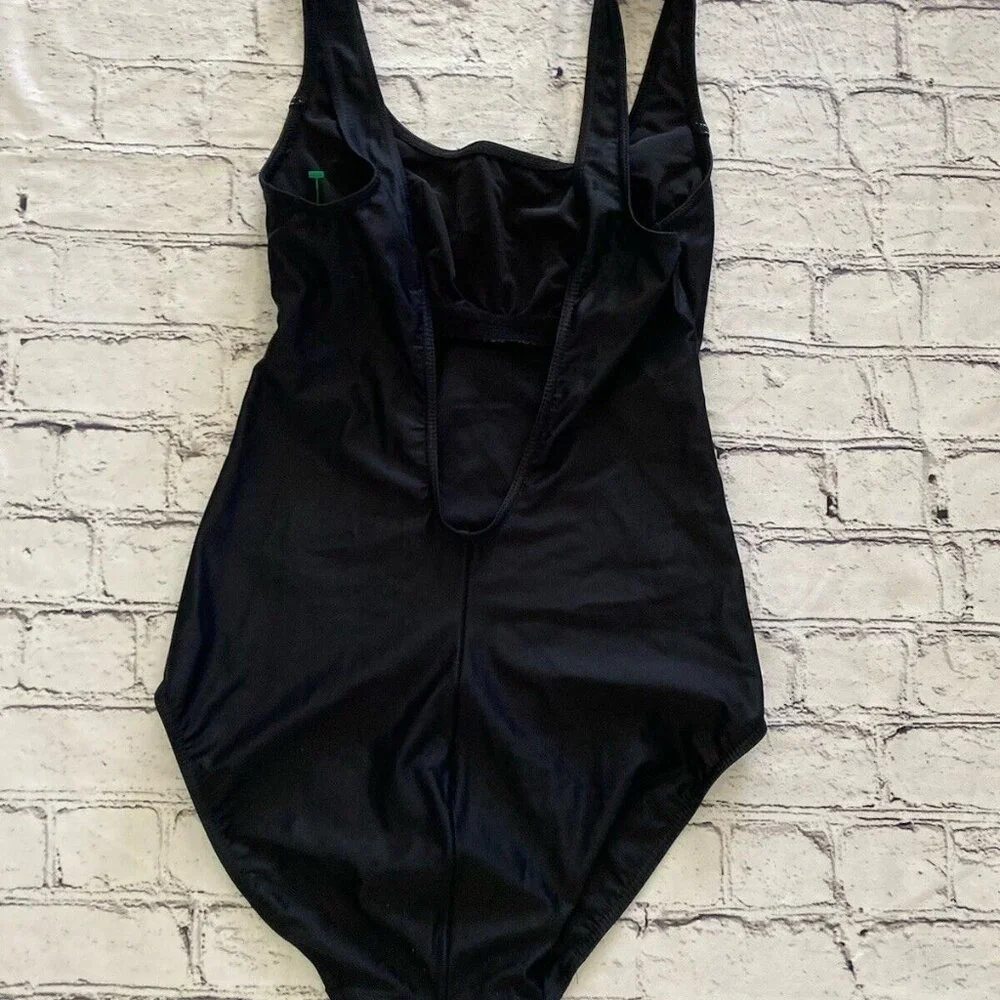 Anita Classix One Piece Swimsuit Size 8 Black White Stitching C Cup Vintage Look